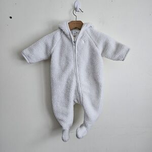 Ralph Lauren Boys 6 Months Shearling Sherpa Bunting Suit White Hooded One Piece